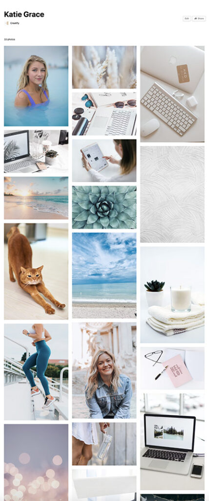 Creatify Design vision board list for Katie Grace website design template